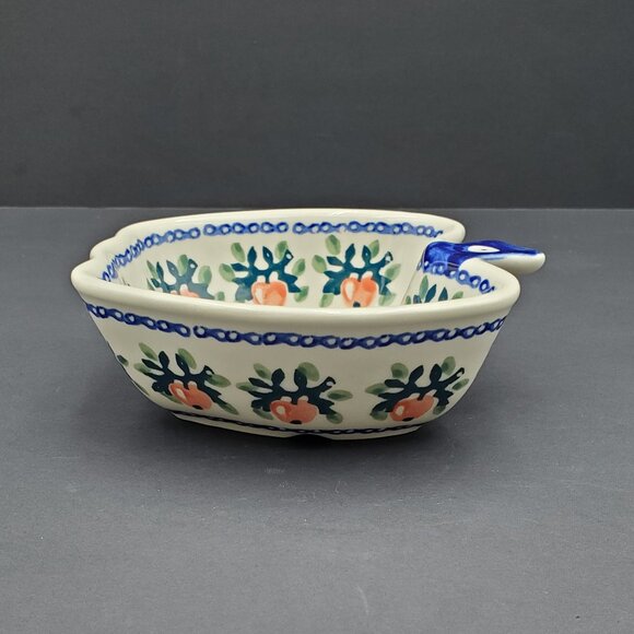 Polish Pottery Manufaktura Apple Dot Bowl Apple Shaped Trinket Dish - Picture 4 of 9